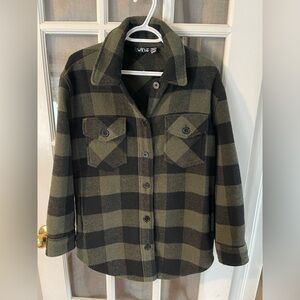 Green & Black Plaid Button-Up Shacket